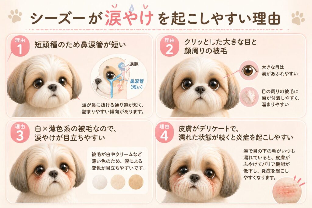 シーズーが涙やけを起こしやすい理由